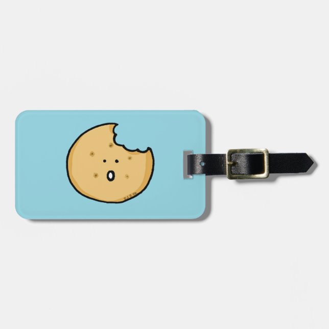 Funny Cookie Cartoon with Bite Luggage Tag (Front Horizontal)