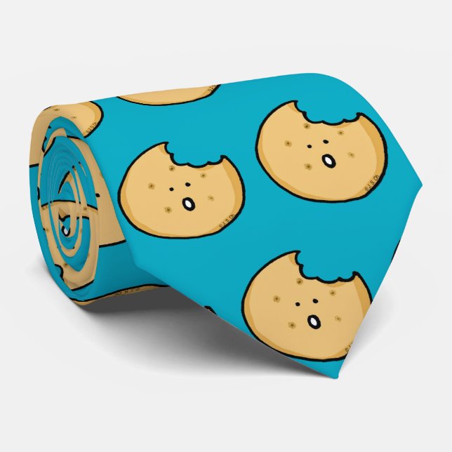 Funny Cookie Cartoon with Bite Neck Tie (Rolled)
