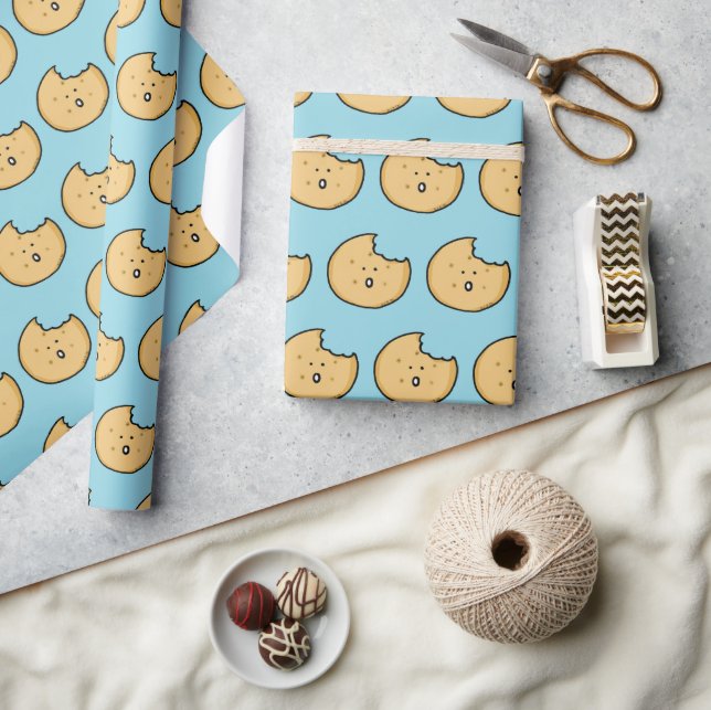 Funny Cookie Cartoon with Bite Wrapping Paper (Crafts)