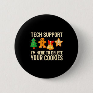 Funny Cookies Christmas Gingerbread Tech Suprt Men Button