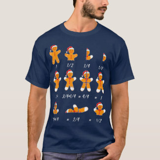 Funny Cookies Santa Hat Fractions Math Teacher Chr T-Shirt