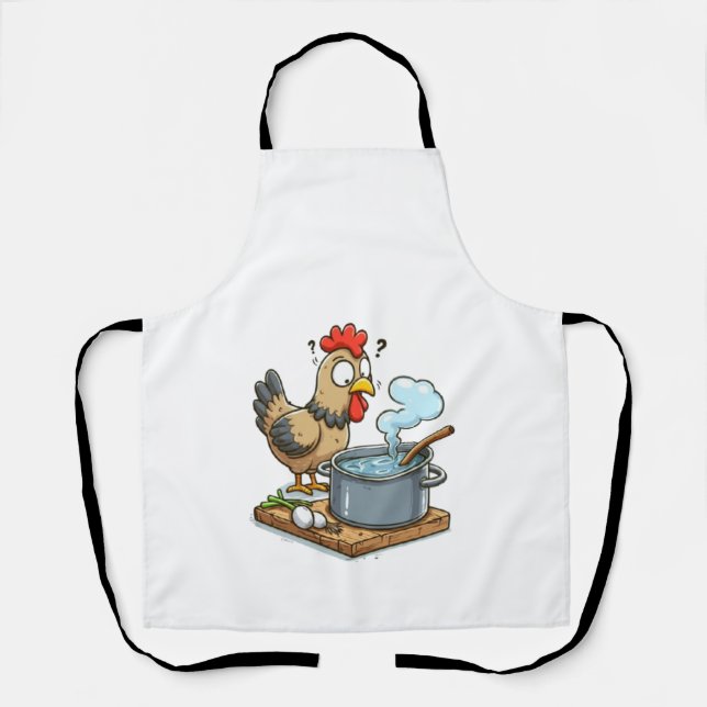 Funny Cooking Chicken Apron – Hen Making Soup (Front)