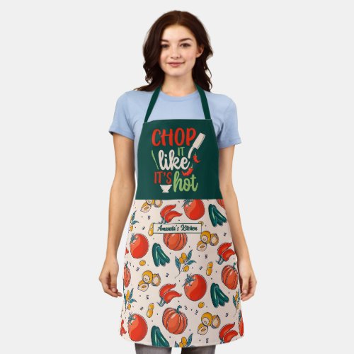 Funny Cooking Chop Like Its Hot Vegetable Pattern Apron