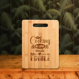 Funny Cooking is Love, Kitchen Quote Engraved Engraved Cutting Board