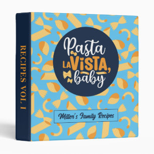Funny Cooking Italian Food Retro Pasta Pattern 3 Ring Binder