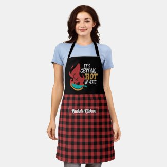Funny Cooking It's Getting Hot Black Red Plaid