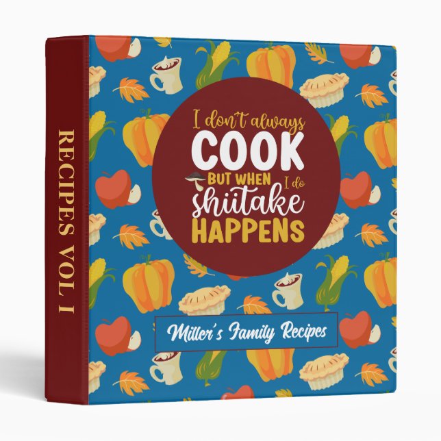 Funny Cooking Meme Thanksgiving Food Pattern 3 Ring Binder (Front/Spine)