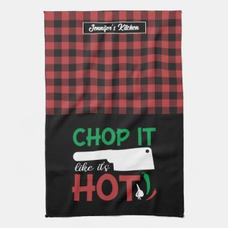 Funny Cooking Pun Chop It Like It's Hot Red Plaid