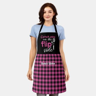 Funny Cooking Pun Flip Side Black Pink Plaid