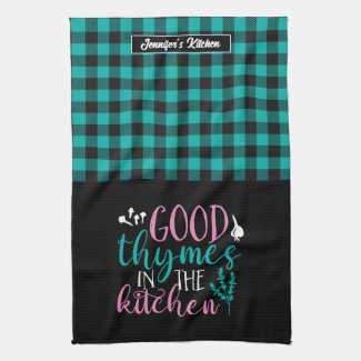 Funny Cooking Pun Good Thymes In The Kitchen Plaid