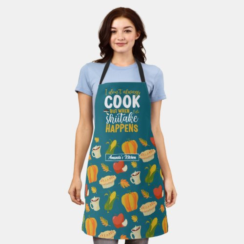 Funny Cooking Pun Thanksgiving Food Pattern Apron