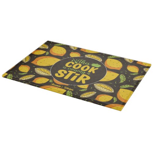 Funny Cooking Pun Vintage Retro Lemon Pattern Cutting Board