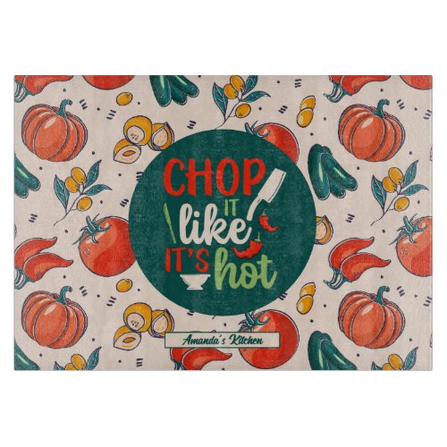 Funny Cooking Pun Vintage Vegetable Food Pattern Cutting Board