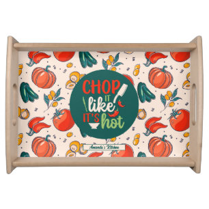 Funny Cooking Pun Vintage Vegetable Food Pattern Serving Tray