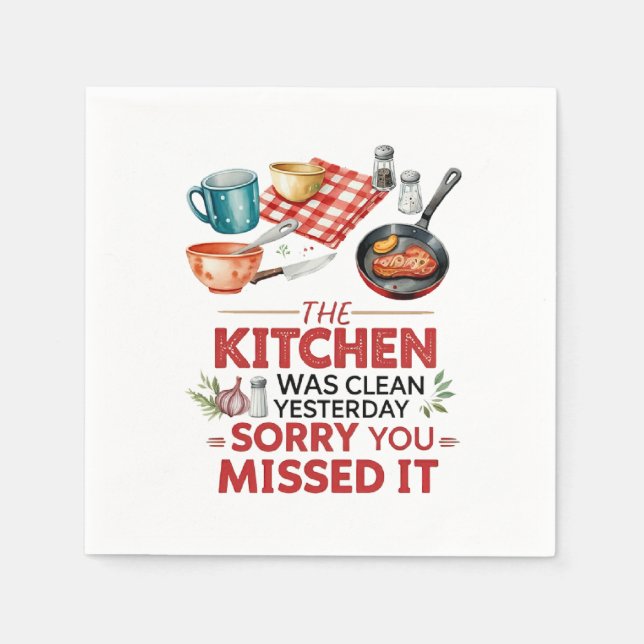 Funny Cooking Quote with Utensils Napkins (Front)