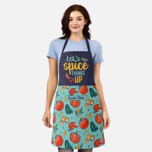 Funny Cooking Spice Things Up Vegetable Pattern Apron