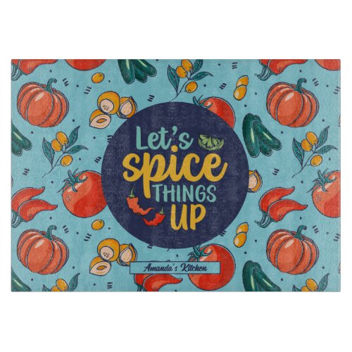 Funny Cooking Spice Things Up Vegetable Pattern Cutting Board
