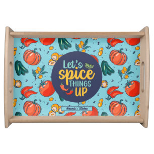 Funny Cooking Spice Things Up Vegetable Pattern Serving Tray