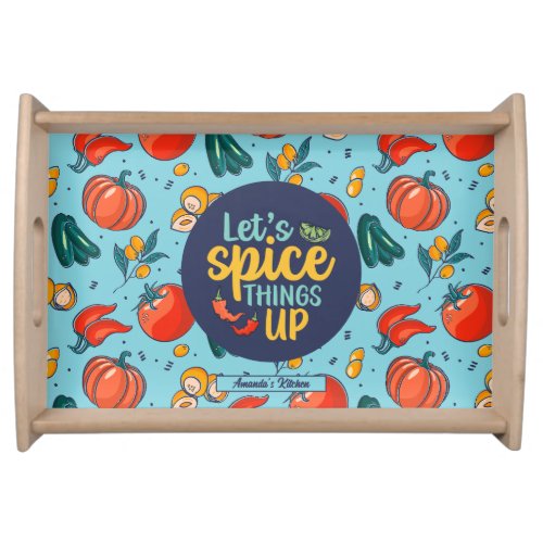 Funny Cooking Spice Things Up Vegetable Pattern Serving Tray