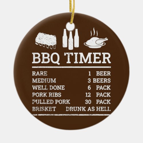 Funny Cooking Timer Barbecue Meat Smoker Ceramic Ornament