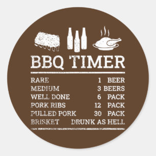 Funny Cooking Timer Barbecue Meat Smoker Classic Round Sticker