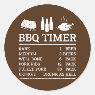 Funny Cooking Timer Barbecue Meat Smoker Classic Round Sticker