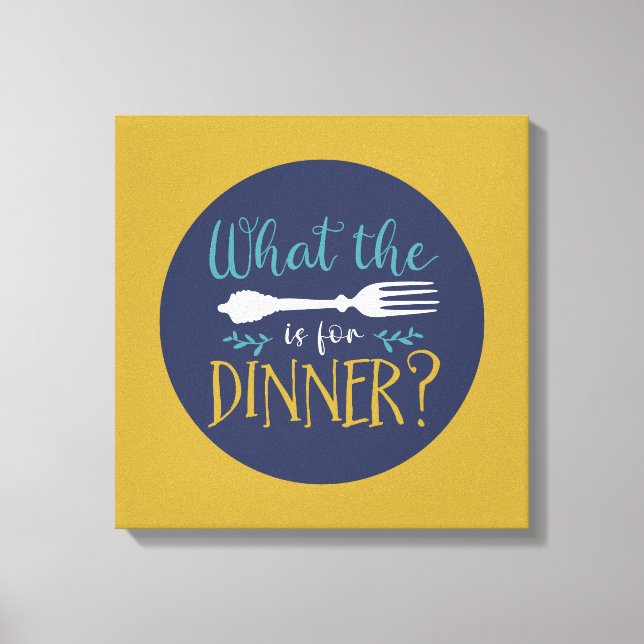 Funny Cooking What The Fork Retro Kitchen Art Canvas Print (Front)