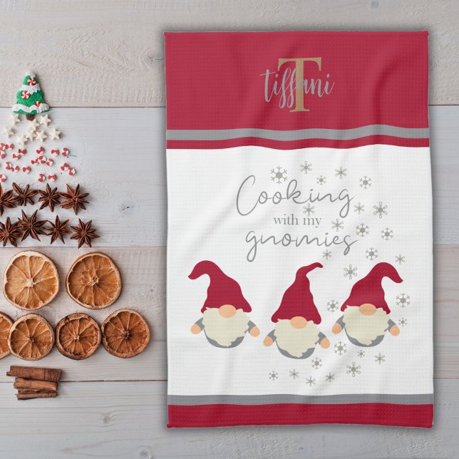 Funny Cooking with my Gnomies Holidays Design Kitchen Towel (Creator Uploaded)