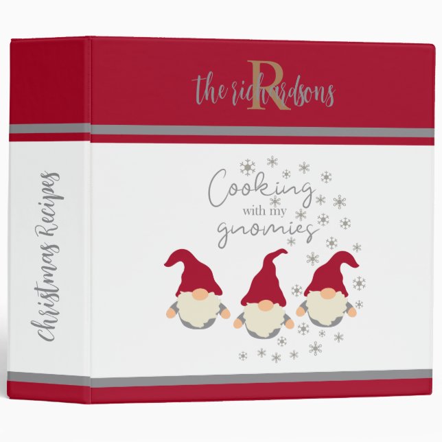 Funny Cooking with my Gnomies Holidays Recipe 3 Ring Binder (Front/Spine)