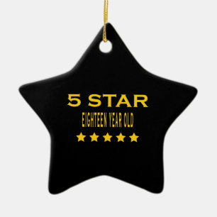 Funny Cool 18th Birthdays : Five Star Eighteen Ceramic Ornament