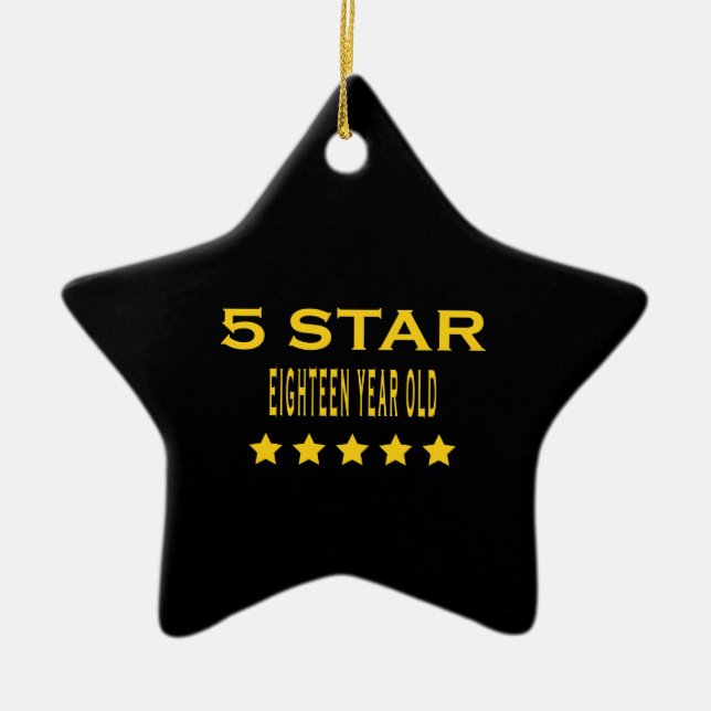 Funny Cool 18th Birthdays : Five Star Eighteen Ceramic Ornament (Front)