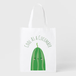 Funny Cool As a Cucumber Cute Food Pun Joke Grocery Bag