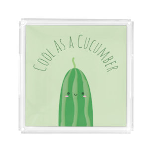 Funny Cool As a Cucumber Cute Foodie Pun Joke Acrylic Tray