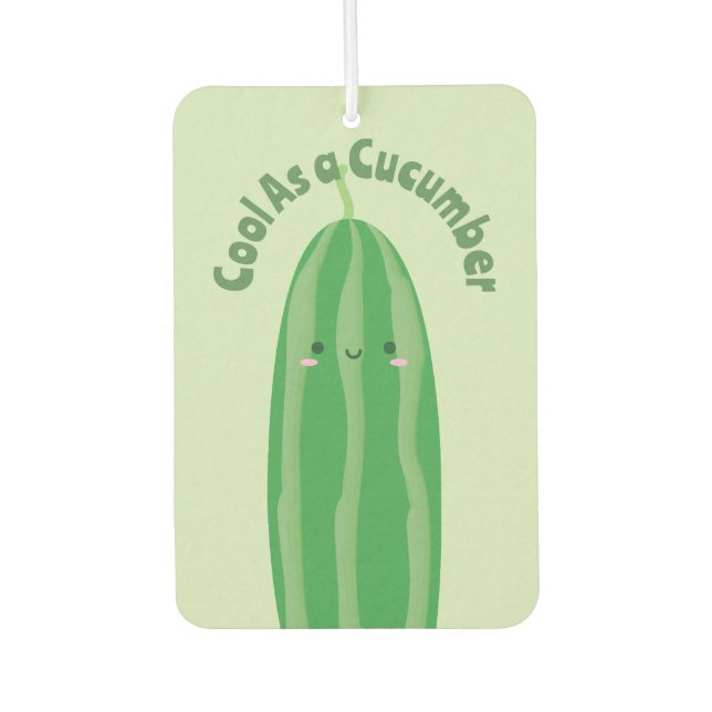 Funny Cool As a Cucumber Cute Foodie Pun Joke Air Freshener (Front)