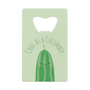 Funny Cool As a Cucumber Cute Foodie Pun Joke Credit Card Bottle Opener