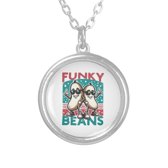 Funny Cool Beans Silver Plated Necklace (Front)