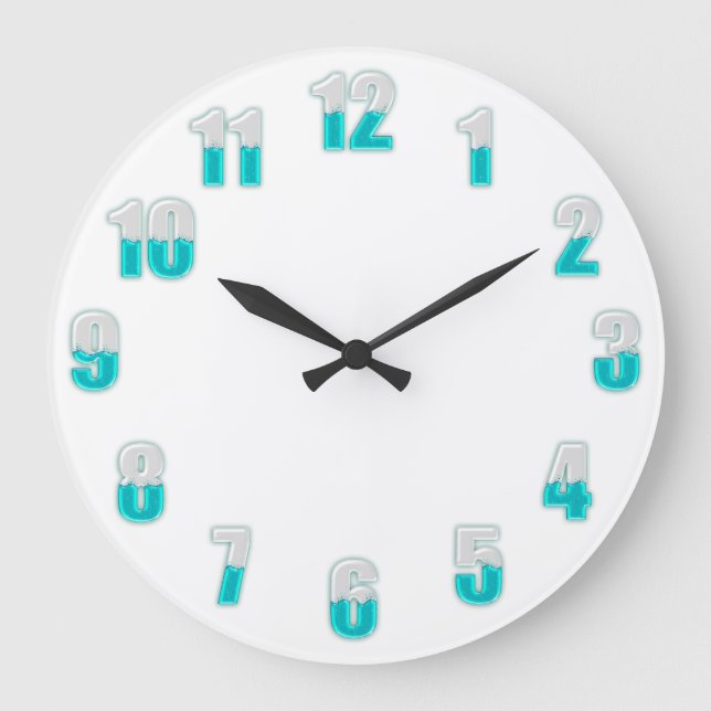 Funny cool big half-filled numbers teal large clock (Front)