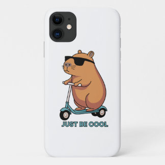Funny Cool Capybara Scooter Vibes iPhone 11 Case
