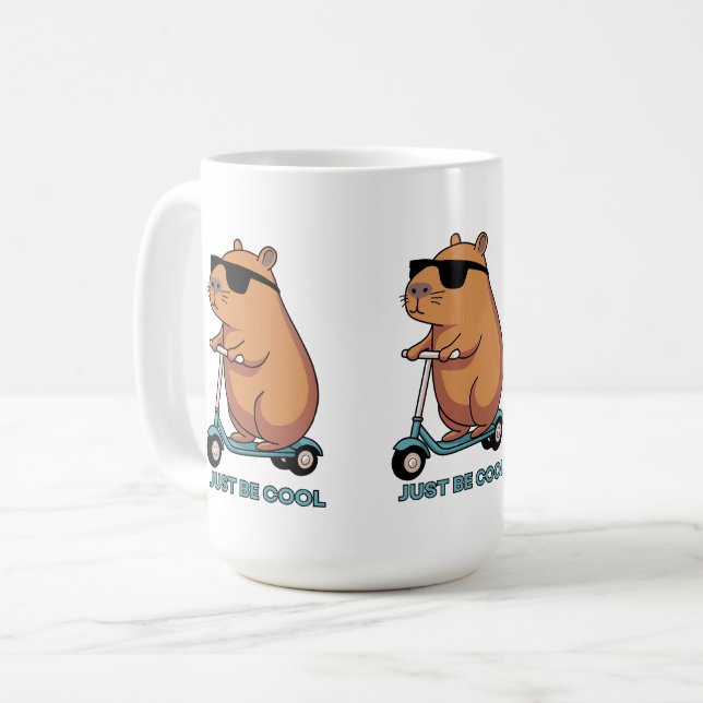 Funny Cool Capybara Scooter Vibes Mug (Front Left)