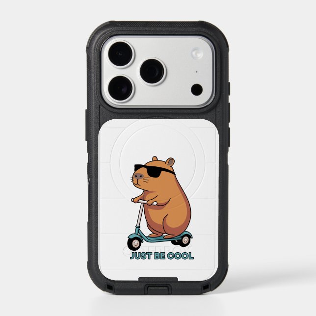 Funny Cool Capybara Scooter Vibes Otterbox iPhone Case (Back)