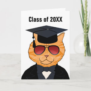 Funny Cool Cat Cartoon Graduation Congratulations Card