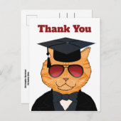 Funny Cool Cat Cartoon Graduation Thank You Announcement Postcard (Front/Back)
