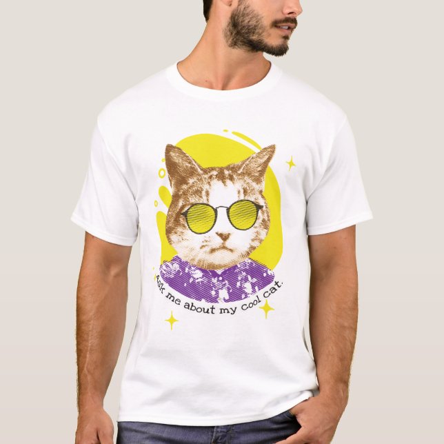 Funny Cool Cat in Sunglasses T-Shirt (Front)