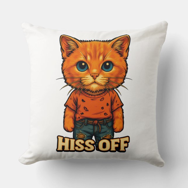 Funny Cool  Cat Quote Tee Throw Pillow (Front)