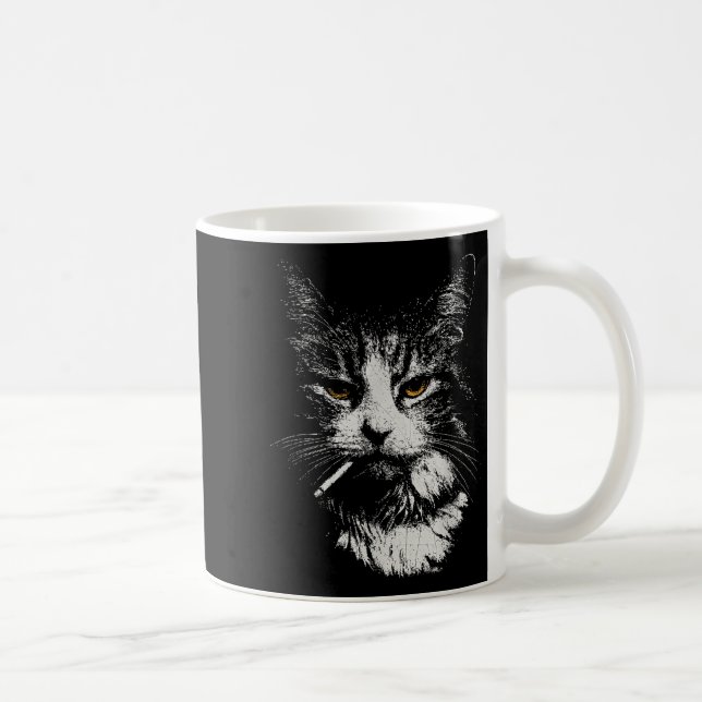 Funny Cool Cat Smoking Funny Meme Cigarette Cat Ga Coffee Mug (Right)