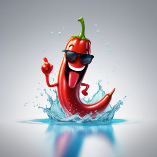Funny cool chili pepper for print invitation