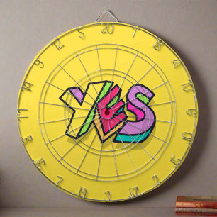 Funny Cool Colorful "YES" Bold yellow Trendy Sport Dart Board