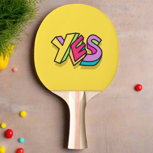 Funny Cool Colorful  "YES"  yellow Trendy Sports  Ping Pong Paddle (Creator Uploaded)