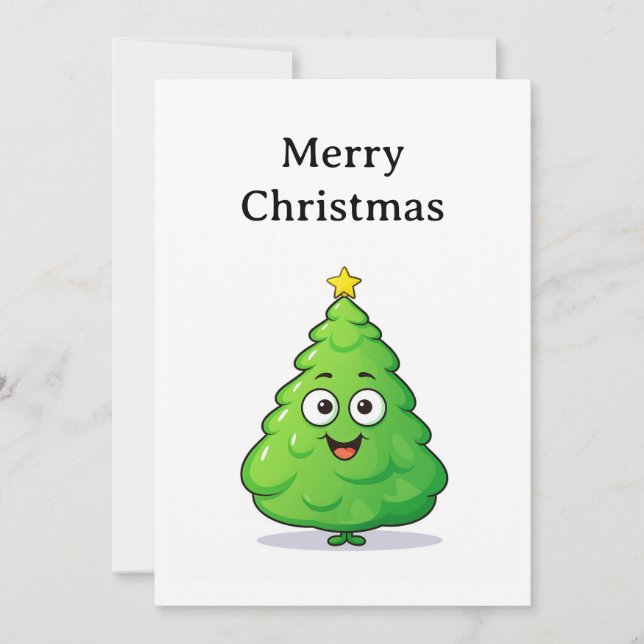 Funny Cool Comic Minimalist Modern Christmas Tree Holiday Card (Front)