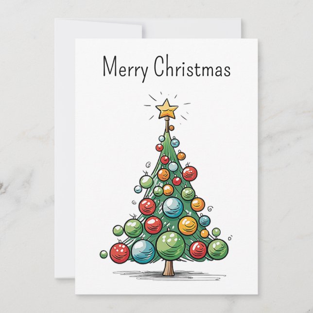 Funny Cool Comic Minimalist Modern Christmas Tree Holiday Card (Front)
